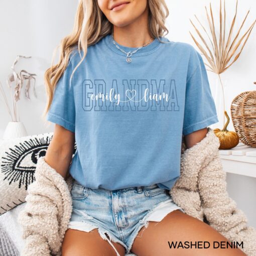 personalized grandma shirt with grandkid names custom t shirt for mothers day birthday gift unique grandma apparel muupm