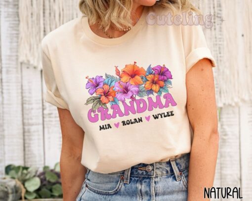 personalized grandma shirt with grandkids names custom gift for new grandmother unique pregnancy announcement shirt aodip