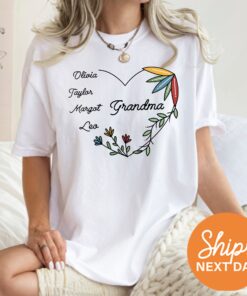 personalized grandma shirt with grandkids names custom mama shirt for mothers day unique nana and mimi t shirt hlvbc