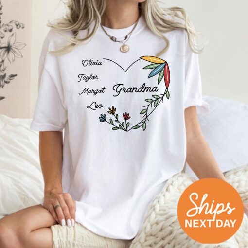 personalized grandma shirt with grandkids names custom mama shirt for mothers day unique nana and mimi t shirt hlvbc