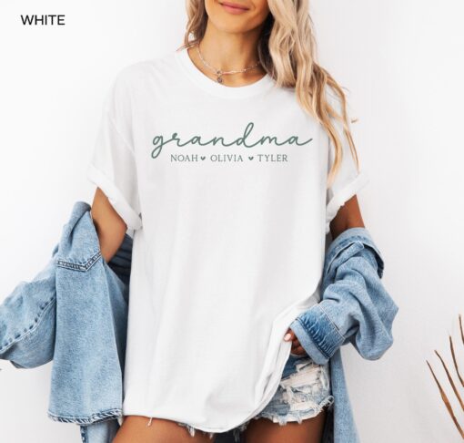 personalized grandma shirt with grandkids names custom t shirt for mothers day unique grandma tee gifts kgois