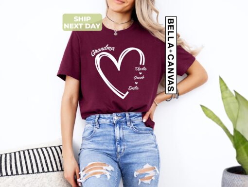 personalized grandma shirt with heart design featuring grandkids names cute nana t shirt for grandma gifts p33vp