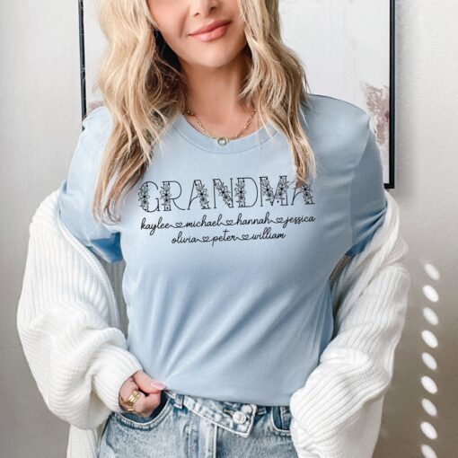 personalized grandma shirt with kids names for mothers day gift unique grandma birthday shirt from grandkids fz7ii scaled