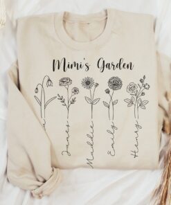 personalized grandma sweatshirt with birth month flower design and grandkids names for mothers day gift for nana psva1