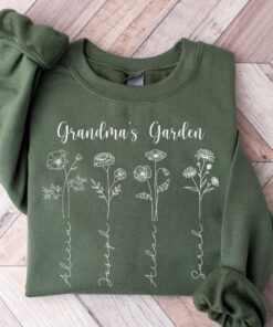 personalized grandma sweatshirt with birth month flower design custom shirt featuring kids names for mothers day gift c5z5y