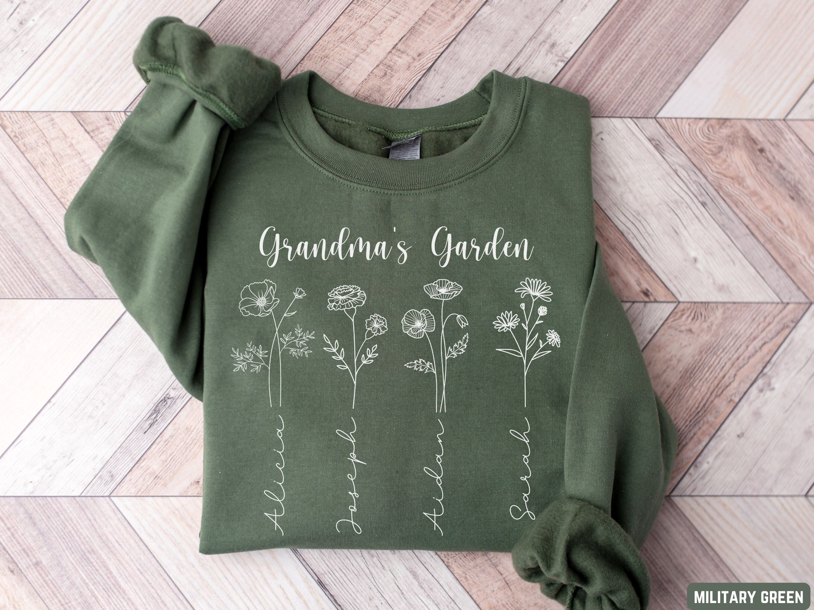 personalized grandma sweatshirt with birth month flower design custom shirt featuring kids names for mothers day gift c5z5y scaled