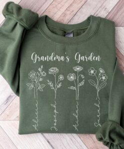 personalized grandma sweatshirt with birth month flower design custom shirt featuring kids names for mothers day gift wlezo