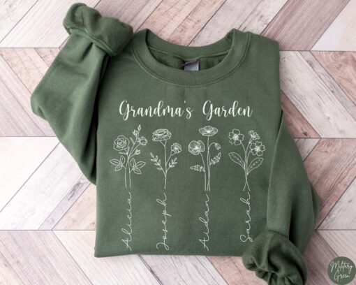 personalized grandma sweatshirt with birth month flower design custom shirt featuring kids names for mothers day gift wlezo