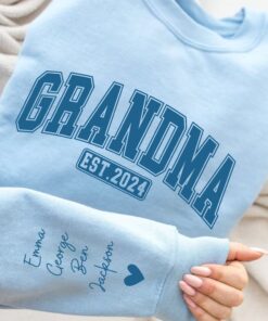 personalized grandma sweatshirt with custom names on sleeve unique birthday and mothers day gift from grandchildren hvkdr