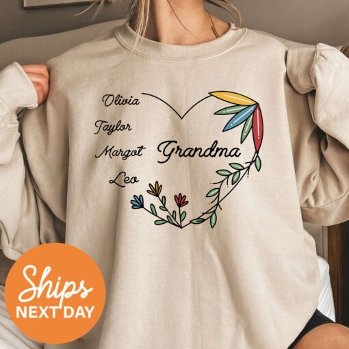 personalized grandma sweatshirt with grandkids names custom mimi nana heart design unique gift for grandmother o1s4d
