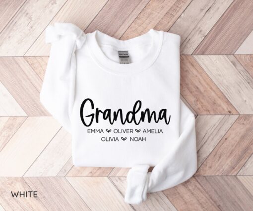 personalized grandma sweatshirt with grandkids names custom mothers day shirt for nana mimi gigi unique gift e42m9