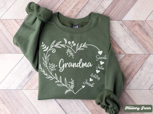 personalized grandma sweatshirt with grandkids names custom nana shirt for mothers day birthday gift