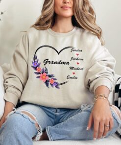 personalized grandma sweatshirt with grandkids names custom nana shirt for mothers day unique mimi tees abuela apparel 3i2l8