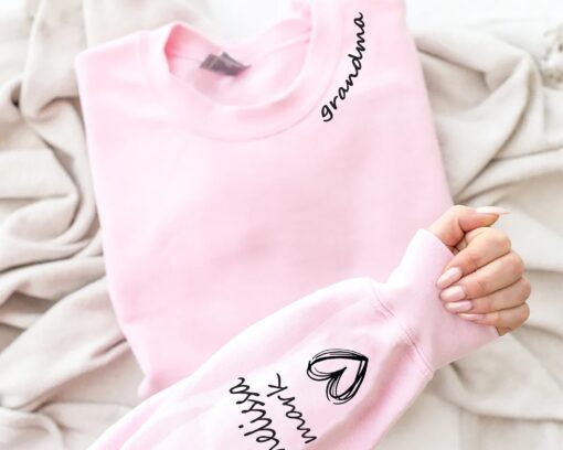 personalized grandma sweatshirt with kids name on sleeve custom gift for grandma perfect for christmas and mothers day su18f