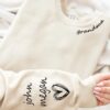 Personalized Grandma Sweatshirt with Kids Name on Sleeve Custom Gift for Grandma Perfect for Christmas and Mothers Day