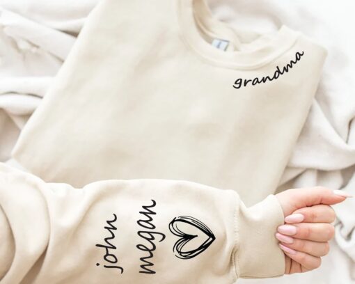 personalized grandma sweatshirt with kids name on sleeve custom gift for grandma perfect for christmas and mothers day uqq8s