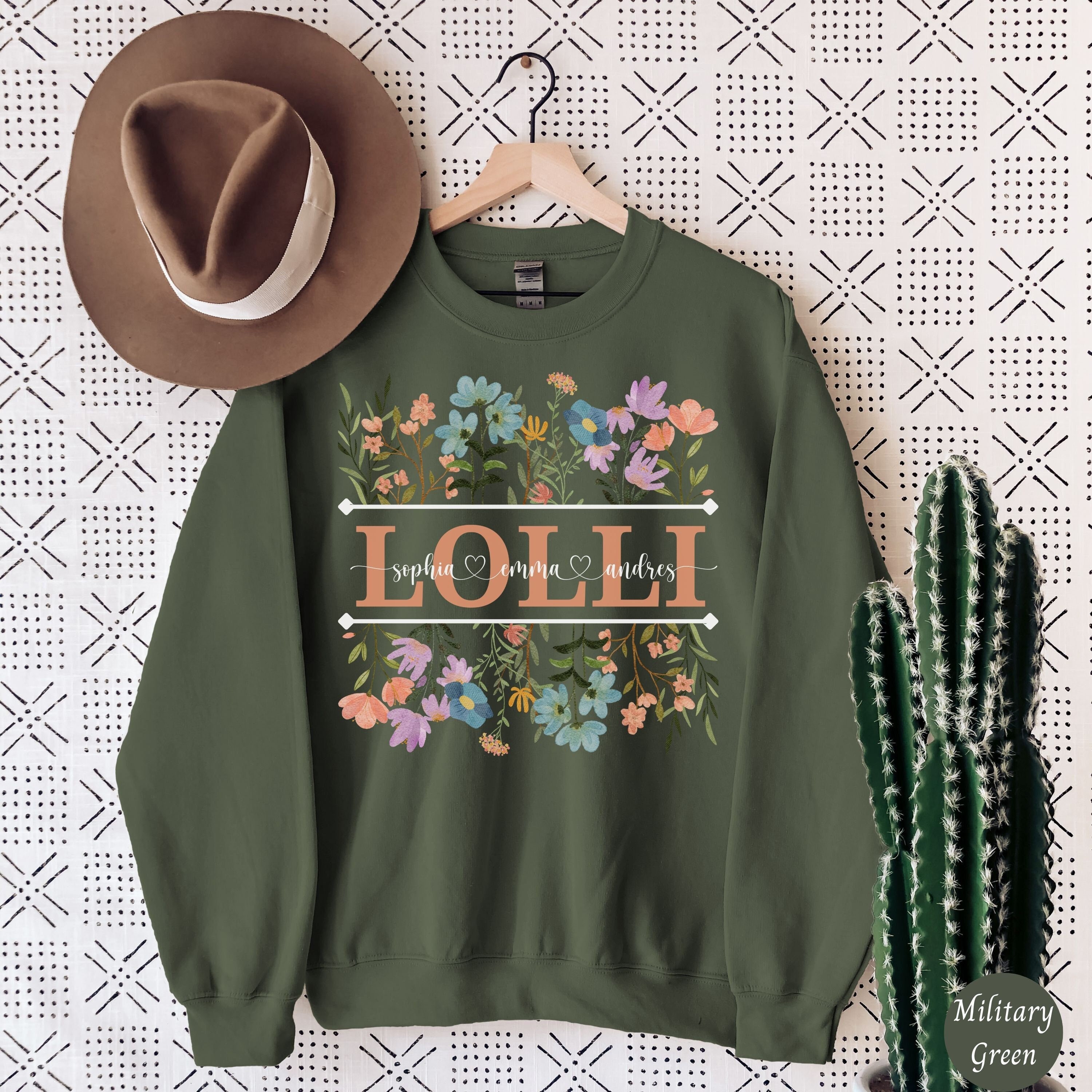 personalized grandma sweatshirt with kids names floral design custom lolli gift for pregnancy announcement and grandkids xyicb scaled