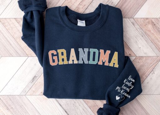 personalized grandma sweatshirt with names on sleeve custom granny sweatshirt for grandmother unique gift for grandma jmzfq