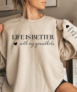 personalized grandma sweatshirt with names on sleeve unique mothers day gift custom birthday gift from grandchildren imdaj