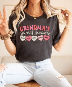 personalized grandma sweet hearts shirt with custom kids name for mothers day and valentines day gifts os2jy