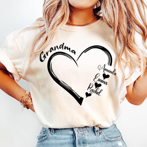 personalized grandma t shirt with grandkids names custom comfort colors shirt cute nana gift for mothers day ljngn