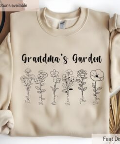 personalized grandmas garden shirt with birth flowers and grandkids names custom sweatshirt for grandmother gift crot0