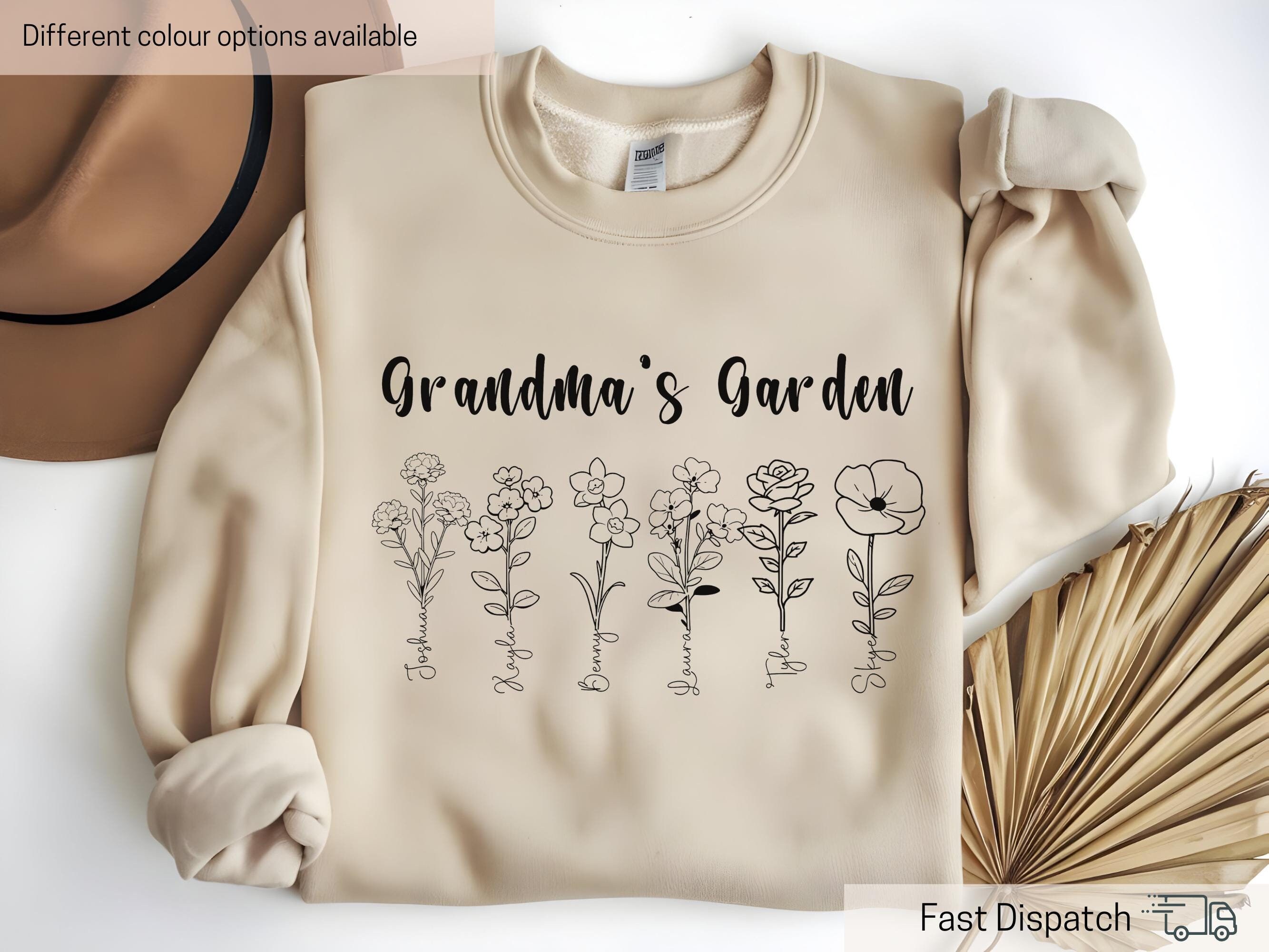 personalized grandmas garden shirt with birth flowers and grandkids names custom sweatshirt for grandmother gift crot0 scaled