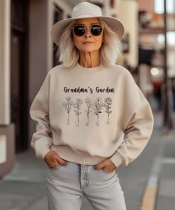 personalized grandmas garden shirt with birth flowers and grandkids names custom sweatshirt for grandmother gift epl1f