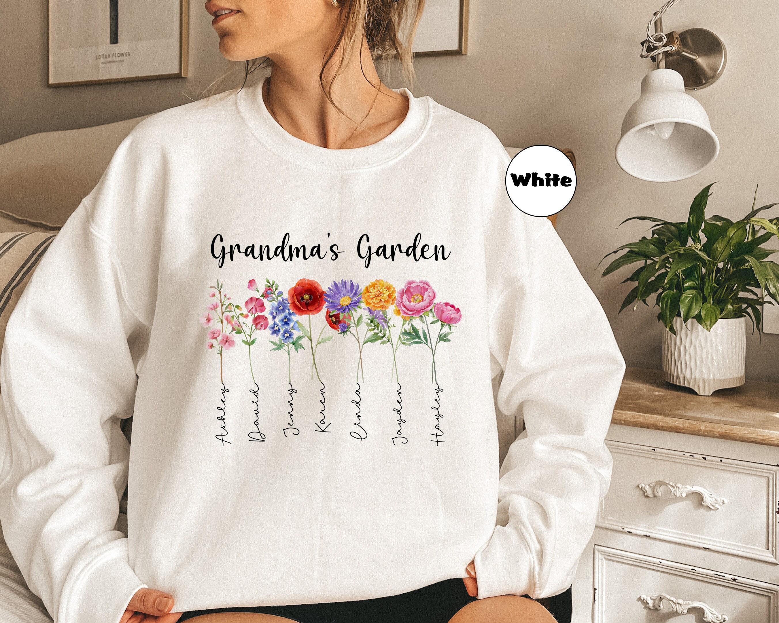 personalized grandmas garden sweatshirt with grandkids names custom birthflower hoodie cute nana apparel for moms birthday tgyyw scaled