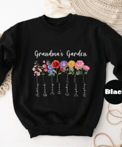 personalized grandmas garden sweatshirt with grandkids names custom birthflower hoodie cute nana apparel for moms birthday v0cmz