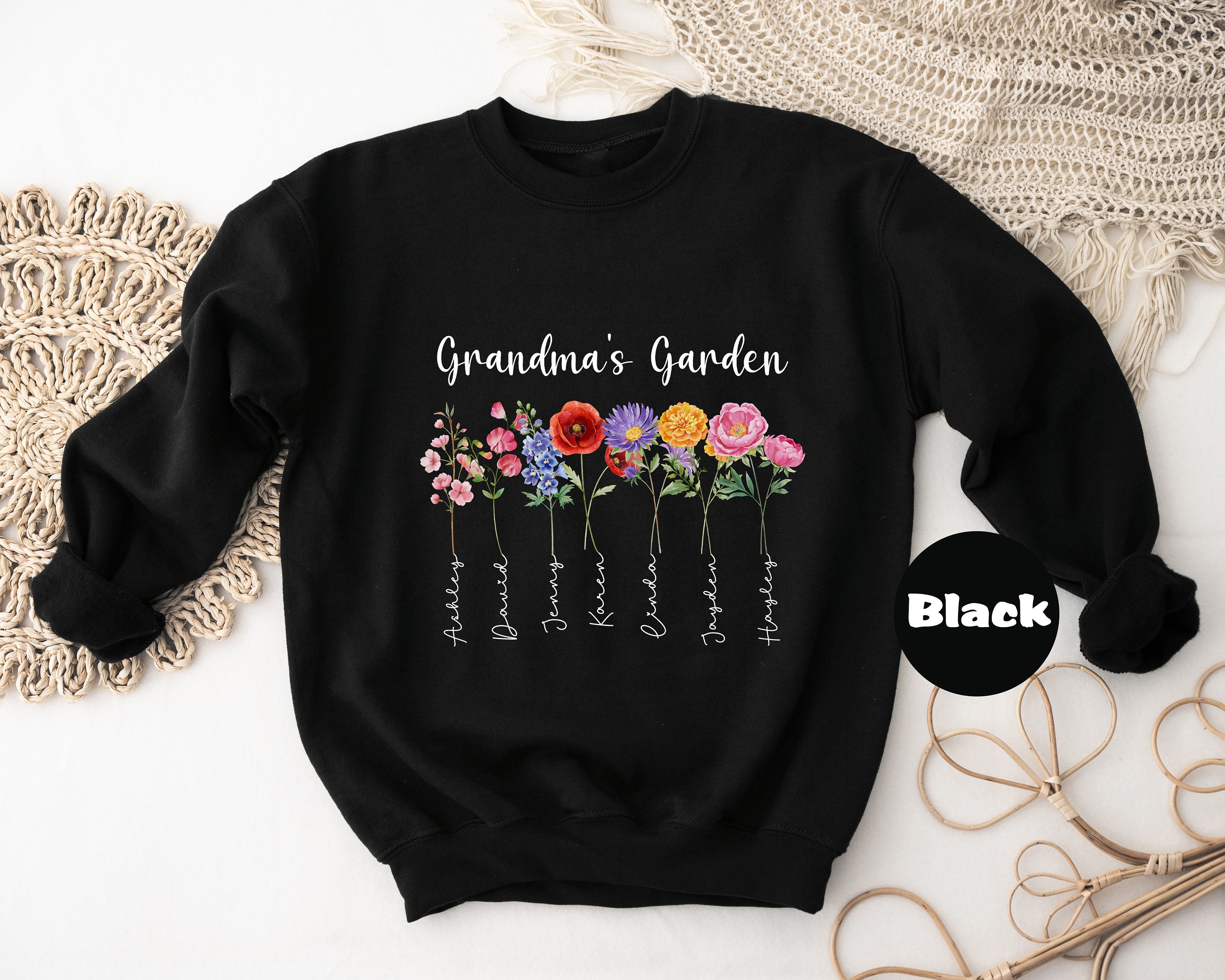 personalized grandmas garden sweatshirt with grandkids names custom birthflower hoodie cute nana apparel for moms birthday v0cmz scaled