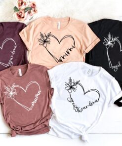 personalized heart line shirt with custom name for mom or grandma unique double heart design t shirt 3kjqv