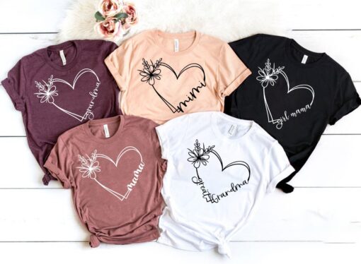 personalized heart line shirt with custom name for mom or grandma unique double heart design t shirt 3kjqv