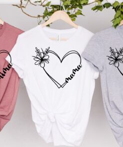 personalized heart line shirt with custom name for mom or grandma unique double heart design t shirt abzzk