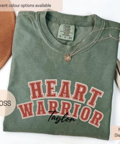 personalized heart warrior shirt for awareness custom cardiologist tee in red february comfort colors gokhn