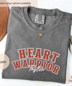 personalized heart warrior shirt for awareness custom cardiologist tee in red february comfort colors nwa2d