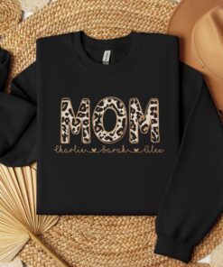 personalized leopard print mom shirt with kids names for mothers day unique custom mom life t shirt 5nixm