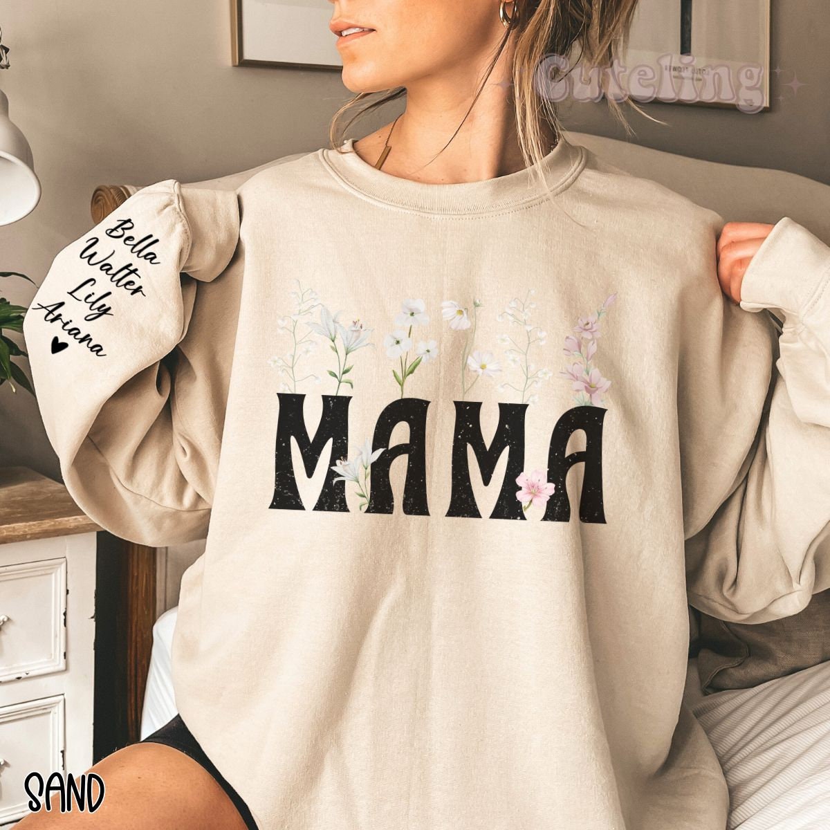 personalized mama est sweatshirt with kids names on sleeve unique mothers day gift for new moms birthday gift for mom 2bde5