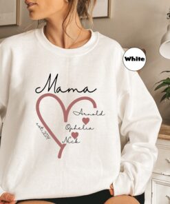 personalized mama heart hoodie with children names custom mom sweatshirt for mothers day cute mom life apparel otpz9