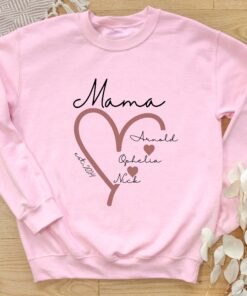 personalized mama heart hoodie with children names custom mom sweatshirt for mothers day cute mom life apparel vp8mu