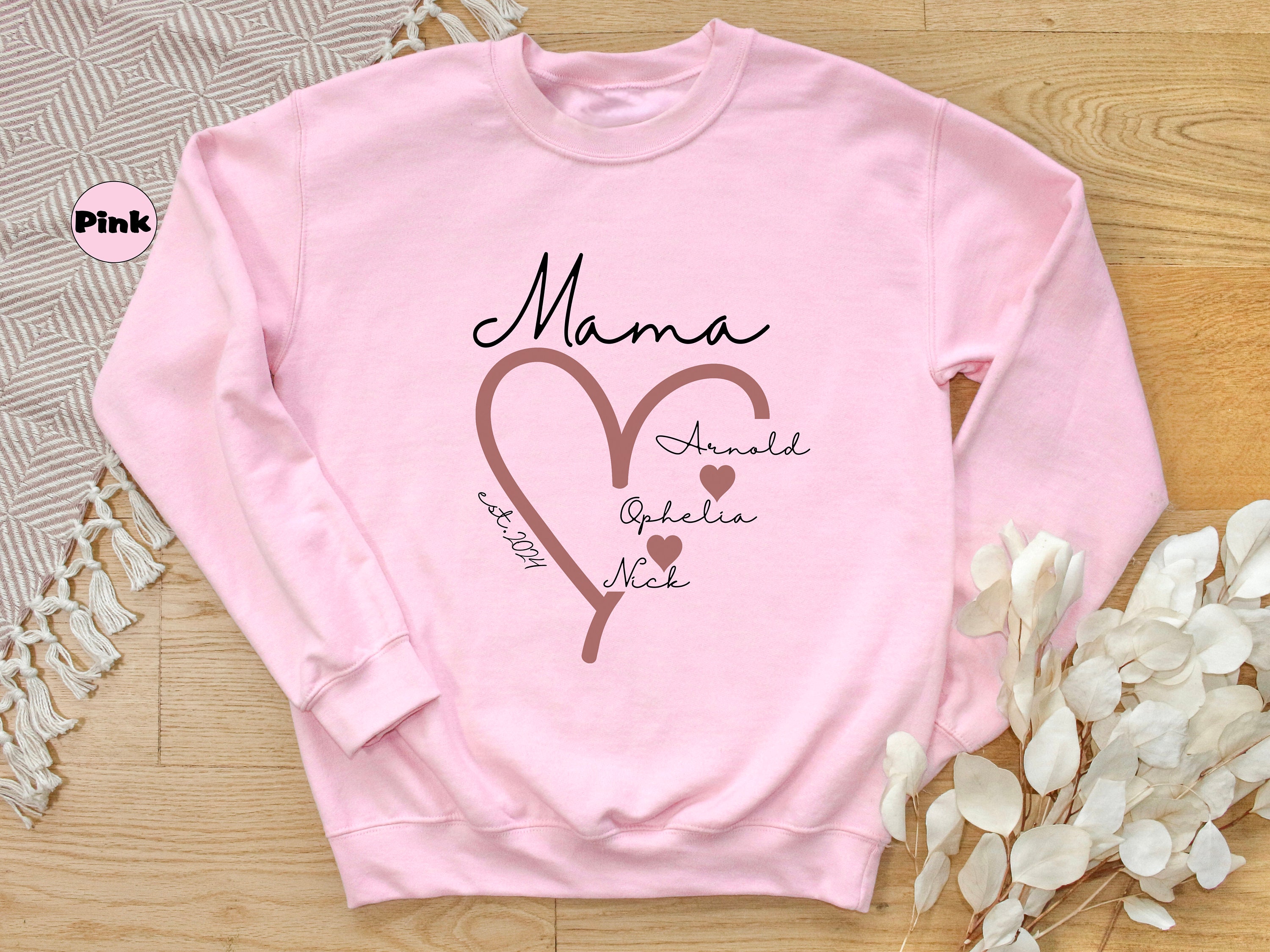 personalized mama heart hoodie with children names custom mom sweatshirt for mothers day cute mom life apparel vp8mu scaled