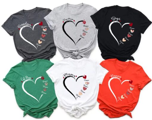personalized mama heart shirt with kids names custom mom love t shirt for mothers day unique gift for grandma poljh