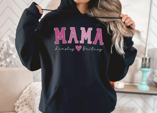 personalized mama hoodie with kids names custom mothers day gift mom sweatshirt unique custom mama apparel vyuhb