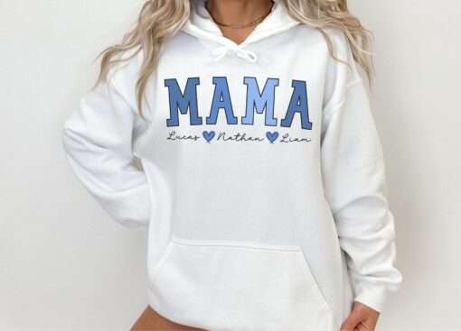 personalized mama hoodie with kids names custom sweatshirt for mothers day unique mom gift idea