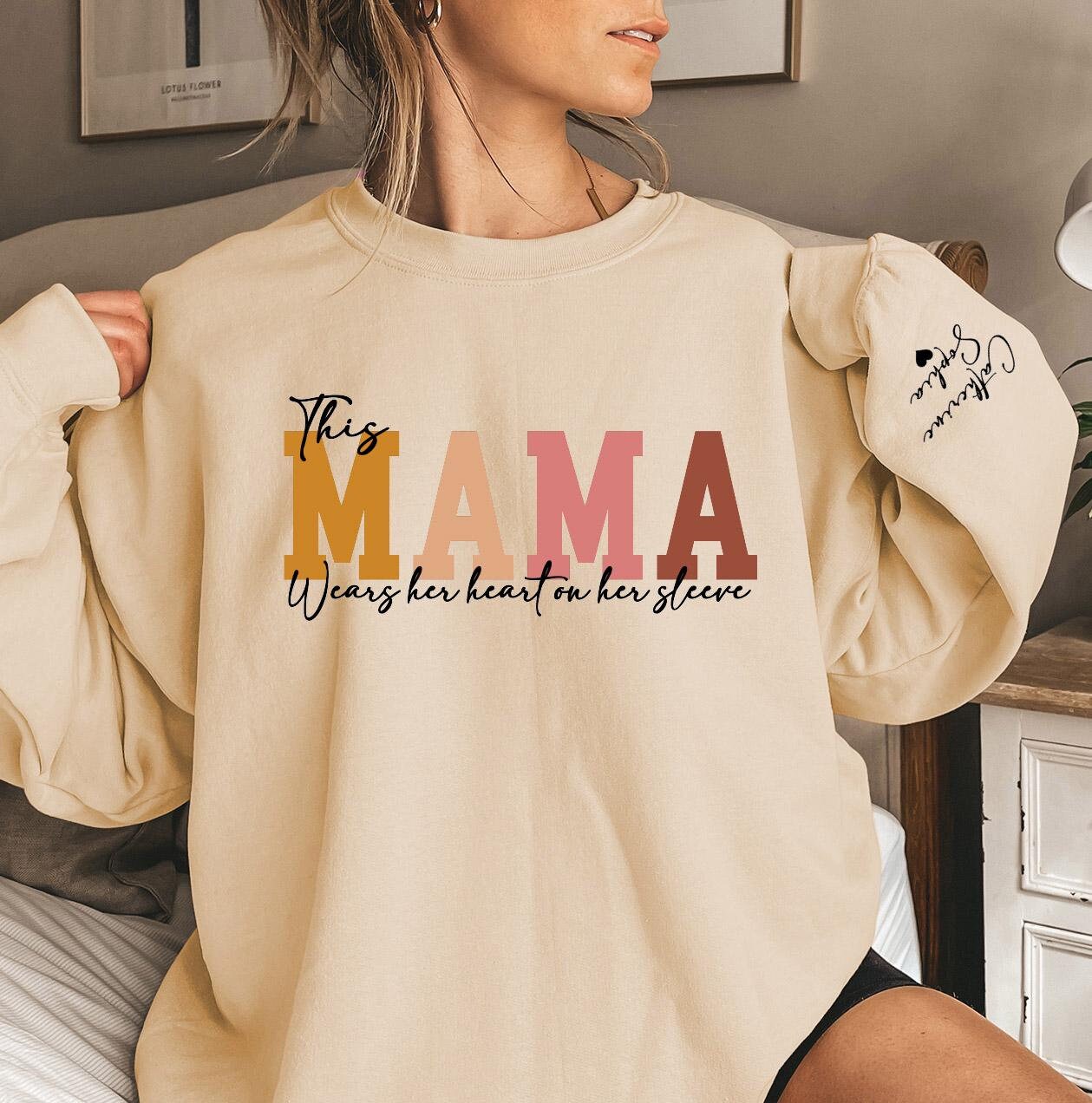 personalized mama hoodie with kids names cute mom sweatshirt for mothers day unique mom life shirt dau4h