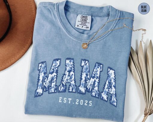 personalized mama shirt floral design custom mothers day tee new mom announcement gift cute mom life t shirt sazsl