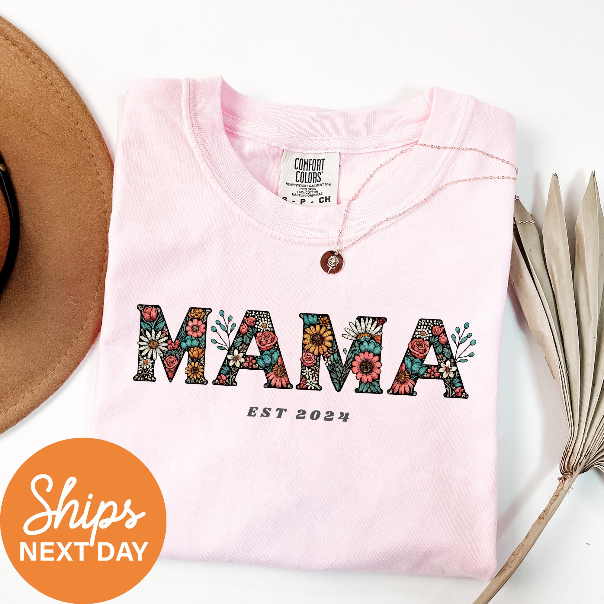 personalized mama shirt vintage floral design custom mama est shirt unique gift for mom comfort colors t shirt t1zhw