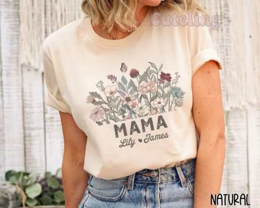 personalized mama shirt with children names custom mom t shirt for mothers day plus size mom life shirt