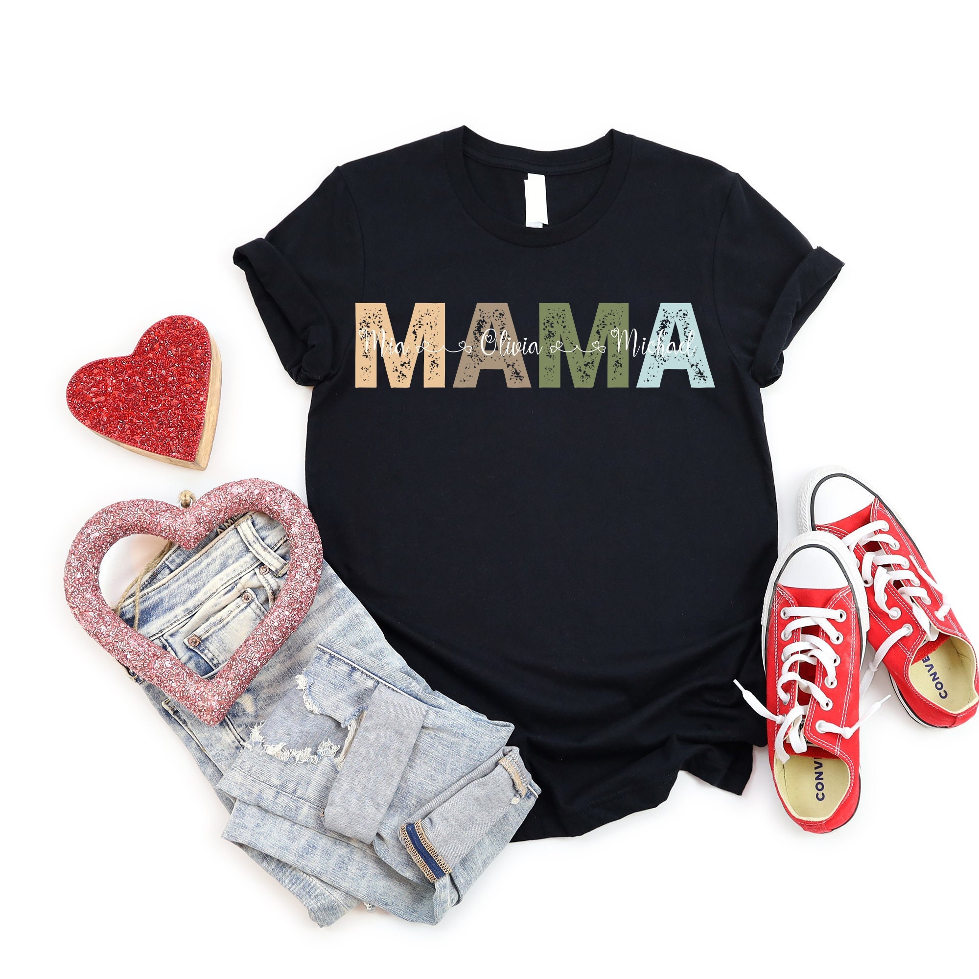 personalized mama shirt with children names custom mom t shirt for mothers day unique mom life tee gift evcez