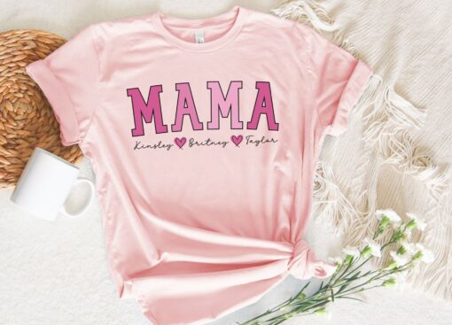 personalized mama shirt with children names custom mom t shirt unique mothers day gift for moms and mamas lffeg
